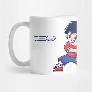 Boy Plaing Basball Cartoon Mug